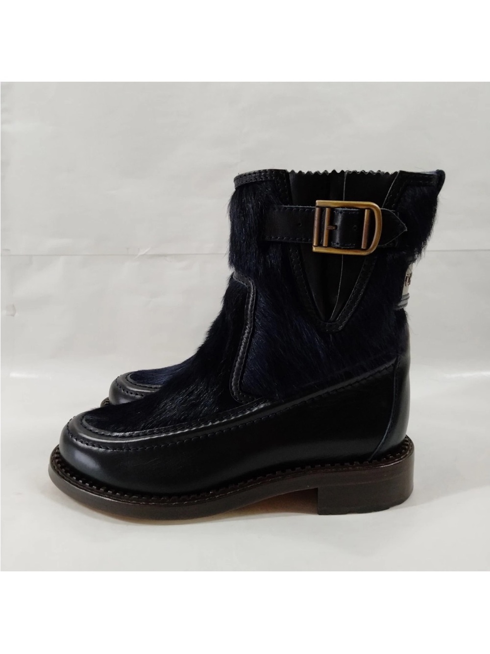 Women's Black Ankle Boot with Buckle Accent